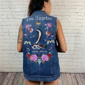 Pacsun Embroidered Denim Vest